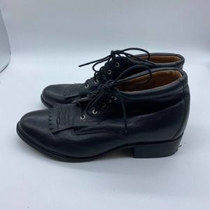 Ariat womens 9B black leather kiltie toe lace up ankle high western boots